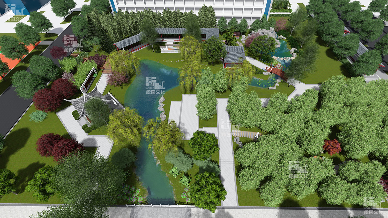 江苏省响水中学校园景观建设设计效果图