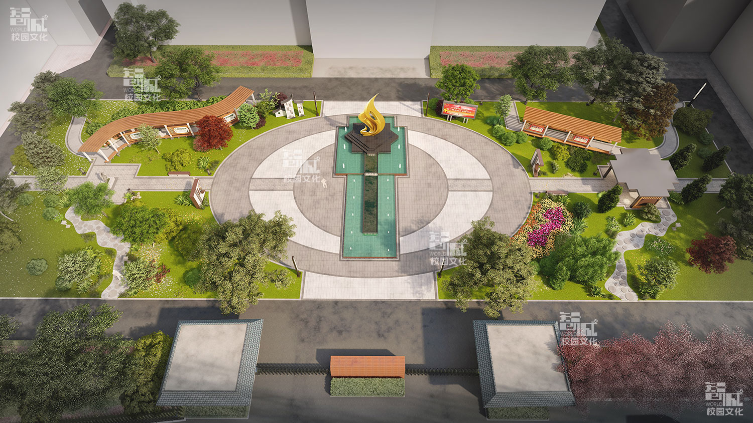 甘肃省康县第一中校园景观建设设计效果图