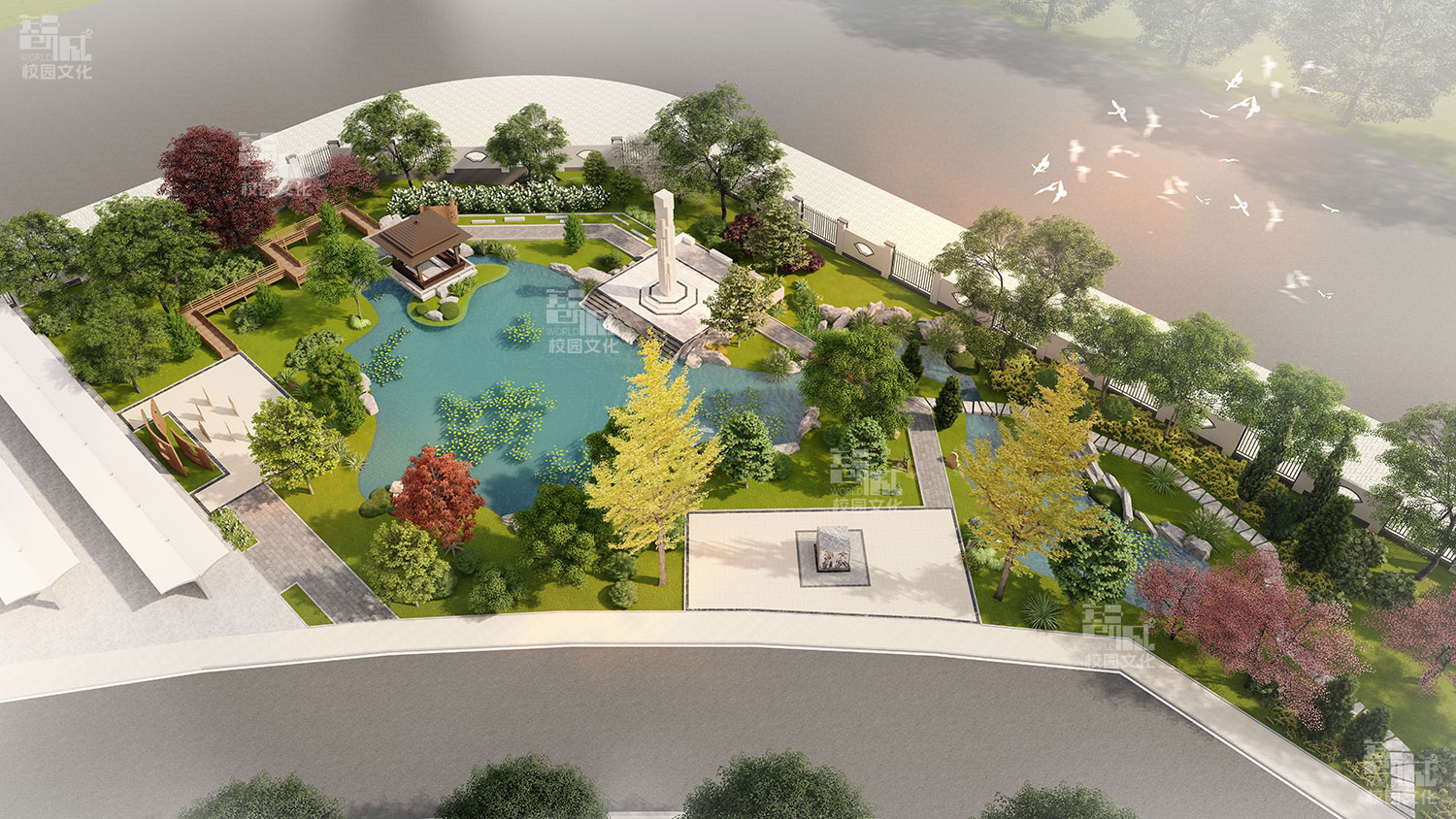甘肃张掖中学中华文明园建设设计效果图