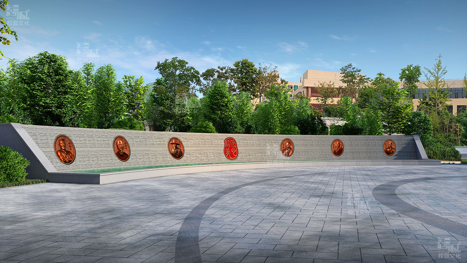 南阳工艺美术职业学院校园水景墙设计效果图