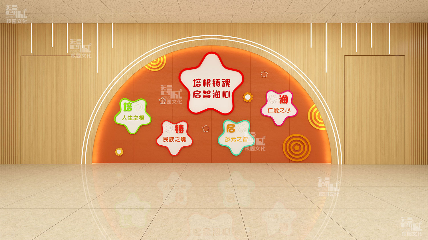新疆阿克陶瑞金幼儿园室内文化墙设计效果图